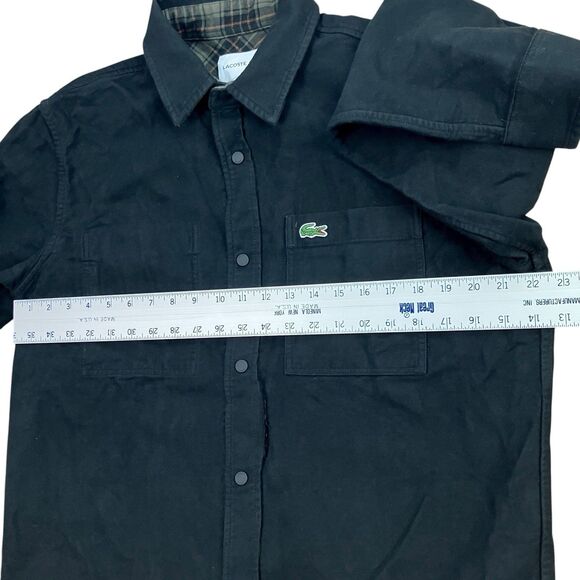 Lacoste Reversible Black Plaid Snap Button Shacket Preppy - Picture 12 of 16